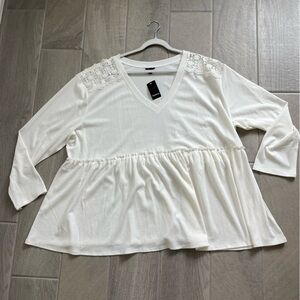 Torrid White Thermal Lace Babydoll Tunic Top New 4x